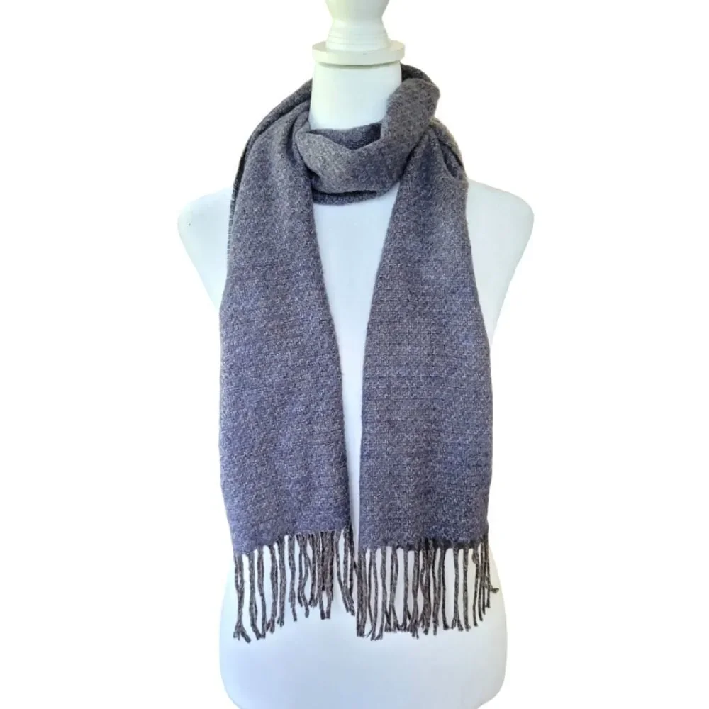 V. FRAAS Cashmink Scarf Brown & Blue with Fringe